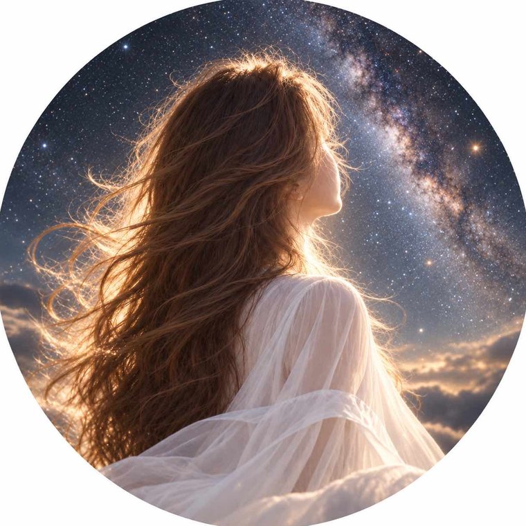 星空を見上げる女性